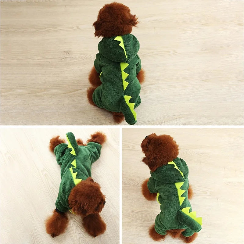 Coral Fleece Cosplay Costume for Pet, Cute Dinosaur, Tiger, Cow, Pet Clothes, Warm Dog Hoodies, Cat Coat, Dogs Costumes, Funny