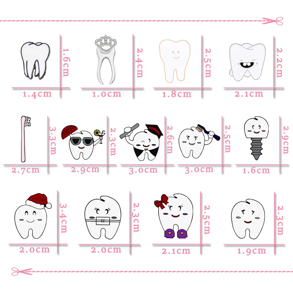 Cartoon Teeth Collection Brooch Protect Tooth Enamel Pins Cute Smile Dentist Badge Jewelry Bag Lapel Metal Pin Jewelry Kids Gift