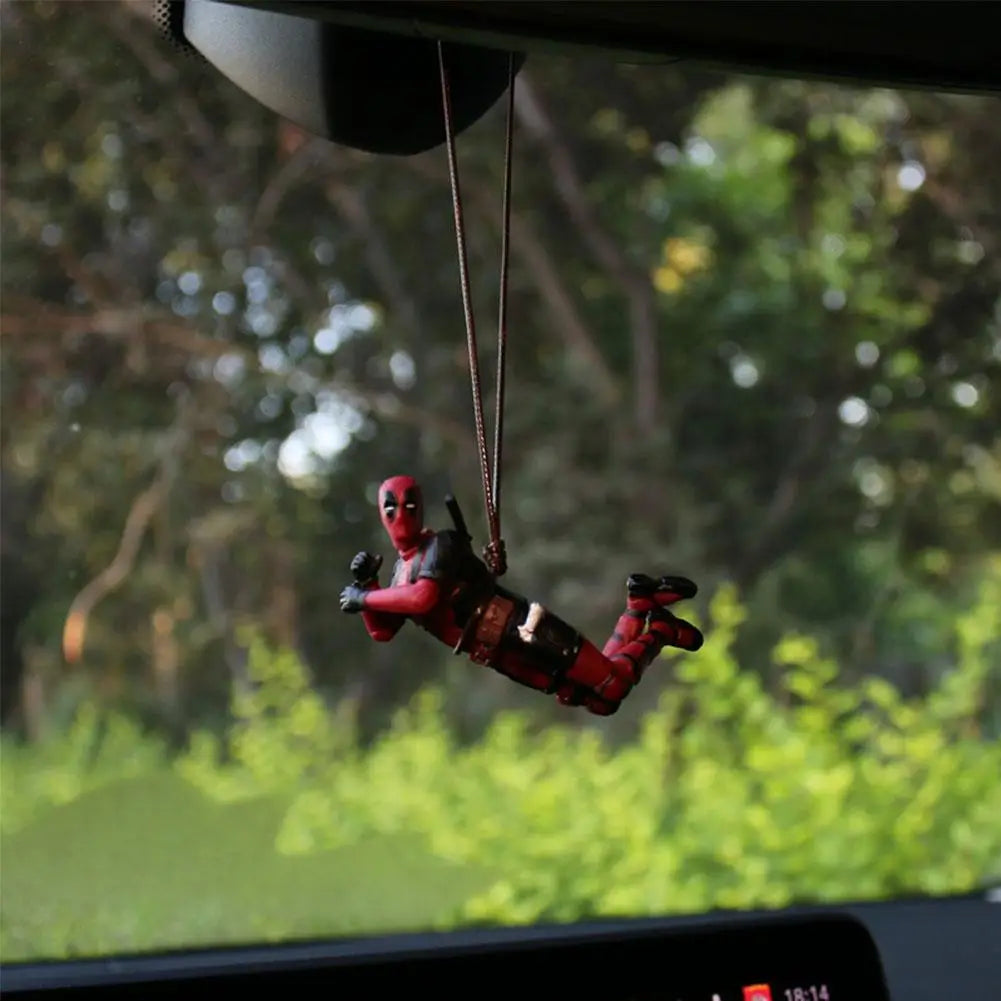 Deadpool Cartoon Car Rearview Mirror Pendant Read A Book SUCK IT Car Pendant Interior Accessories Anging Ornament Auto Styling