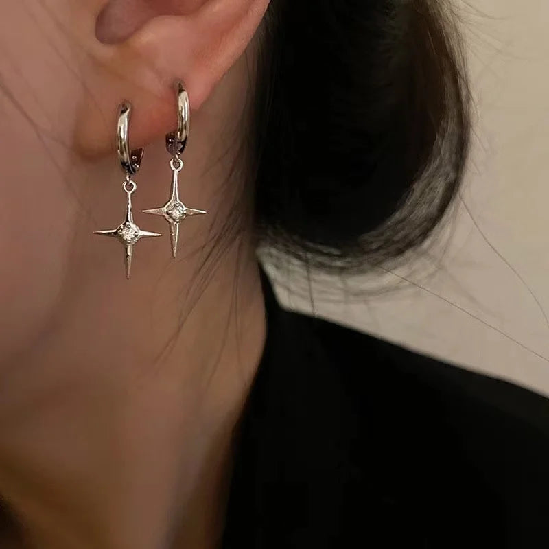 Stainless Steel Simple Metal Circle Star Butterfly Small Hoop Earrings For Women Girls Piercing Jewelry Geometric Round Ear