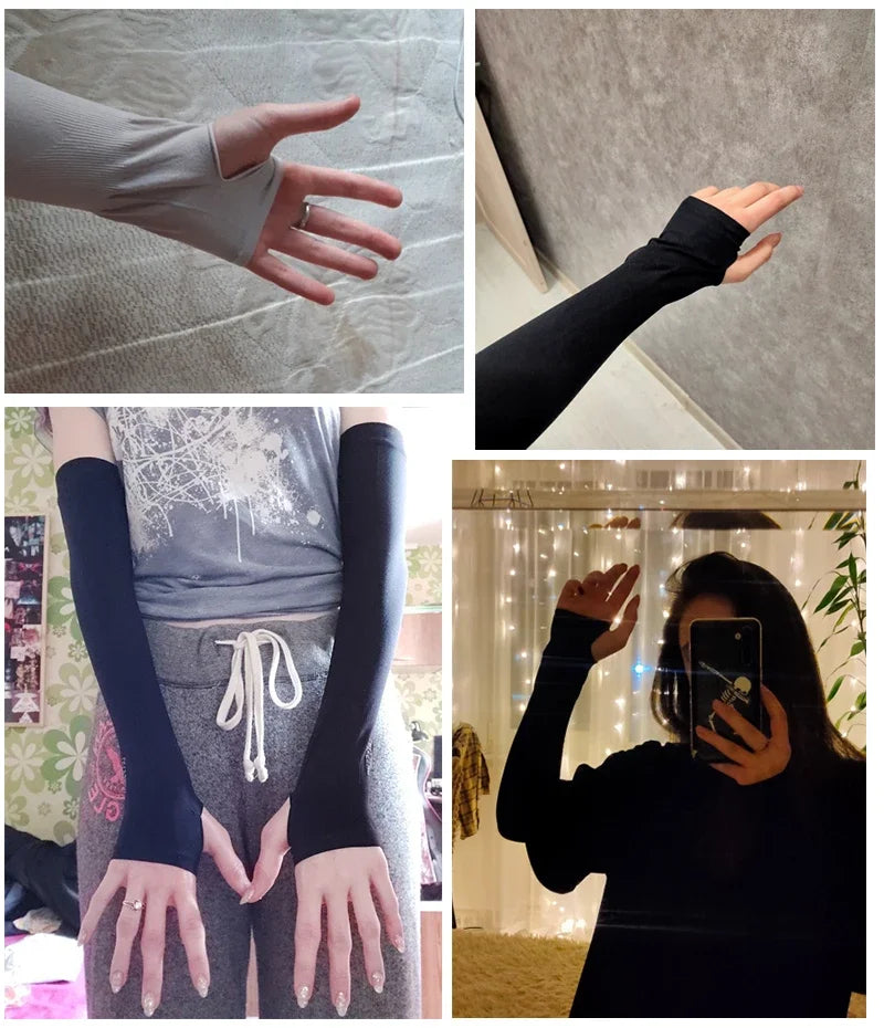 2024 Fashion Women Elbow Gloves Long Fingerless Gloves Elbow Mittens Fingerless Gloves Wrist Arm Sleeves Summer Accessories Gift