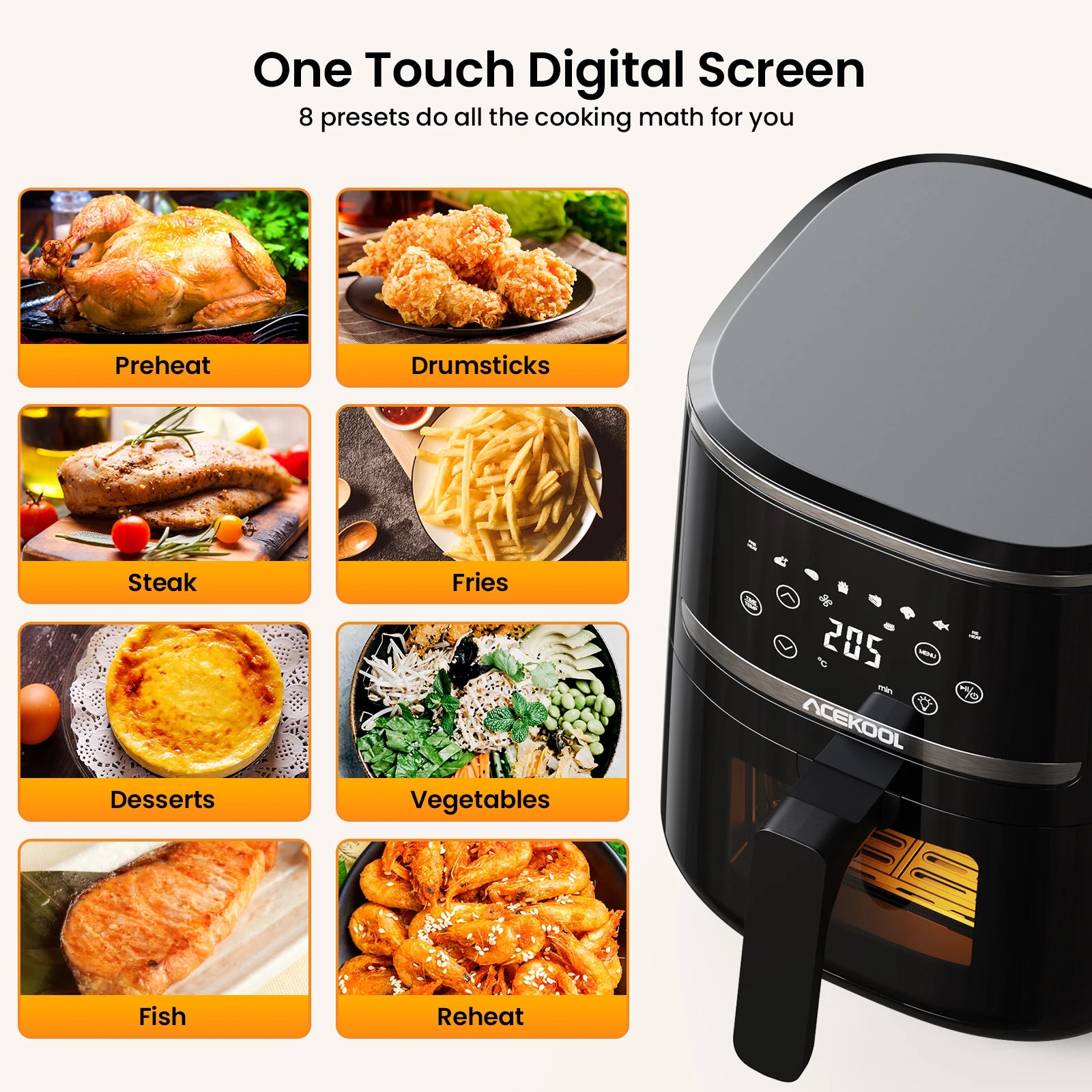 5 Quart Digital Display Air Fryer Toaster Oven Combo with 8 Cooking Presets Oilless Cooker,Visible Window,Dishwasher Safe Basket