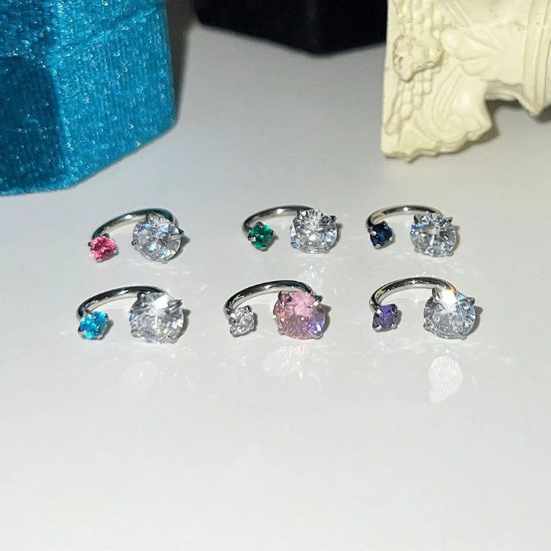 1pcs Shiny 1.2MM Colorful Zircon 316L Stainless Steel Annular Ear Bone Nail Fashion Delicate Earring for Women Y2K Punk Jewelry