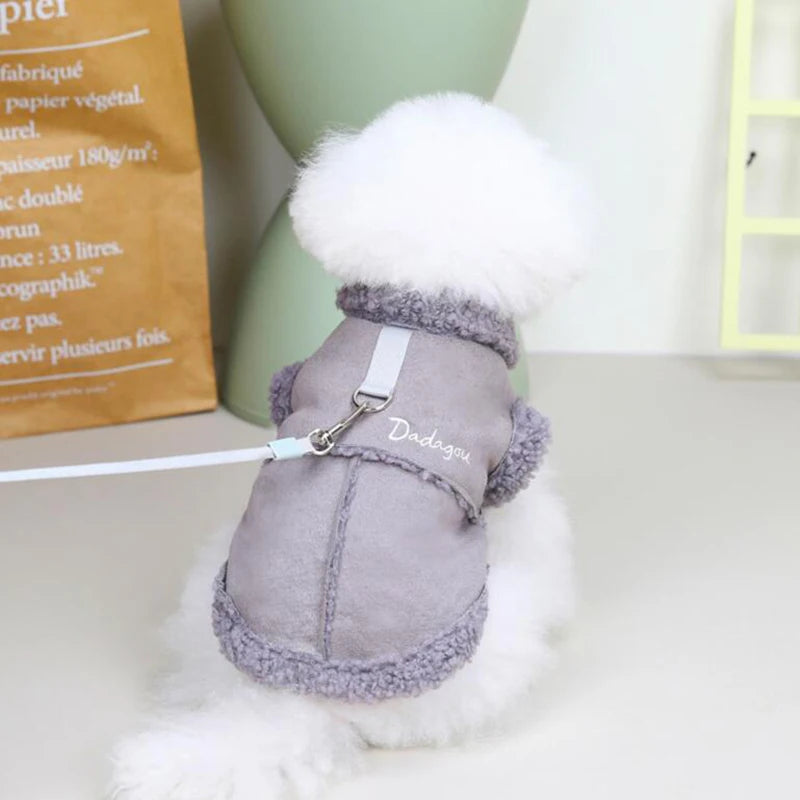 British Style Dog Jacket Winter Warm Dog Clothes Lamb Fleece Puppy Costume Chihuahua Coat for Small Dogs Pet Pug Yorkie Outfits