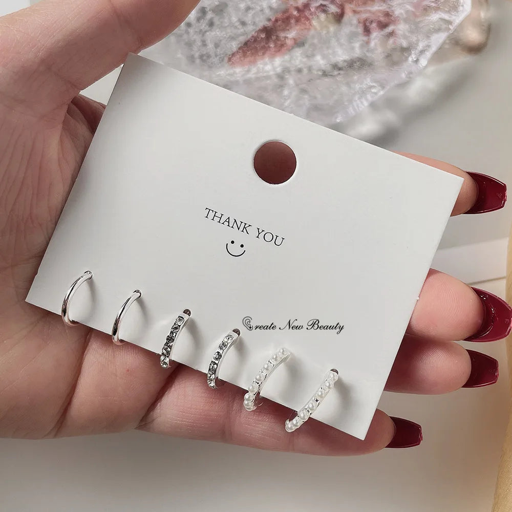 New S925 Silver Needle Stud Earrings Set for Women Girls Simple Cute Exquisite Mini Earrings Jewelry Gift Wholesale Direct Sales