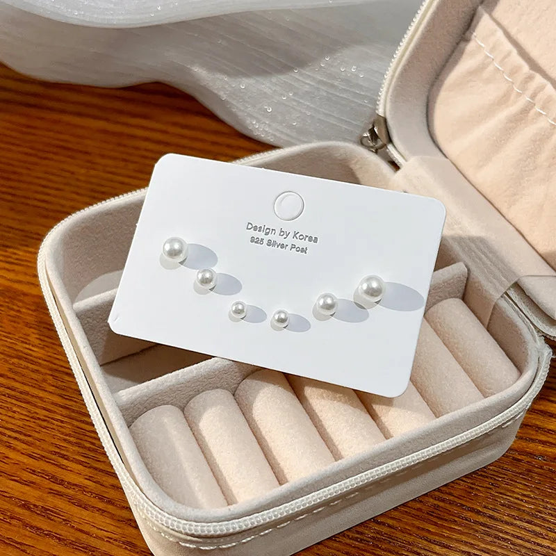 New S925 Silver Needle Stud Earrings Set for Women Girls Simple Cute Exquisite Mini Earrings Jewelry Gift Wholesale Direct Sales