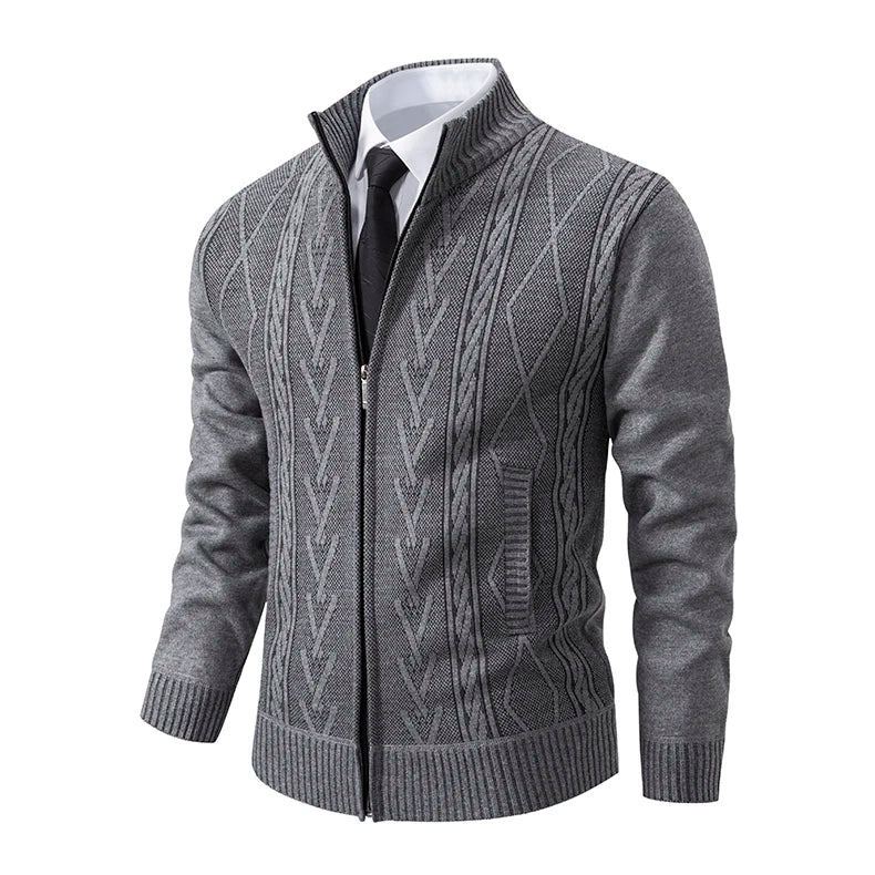 Thick Knit Jacket Men Autumn Winter Warm Stand Collar Knitted Cardigan Men's Smart Casual Sweater Coat Knitting Sweatercoat Man