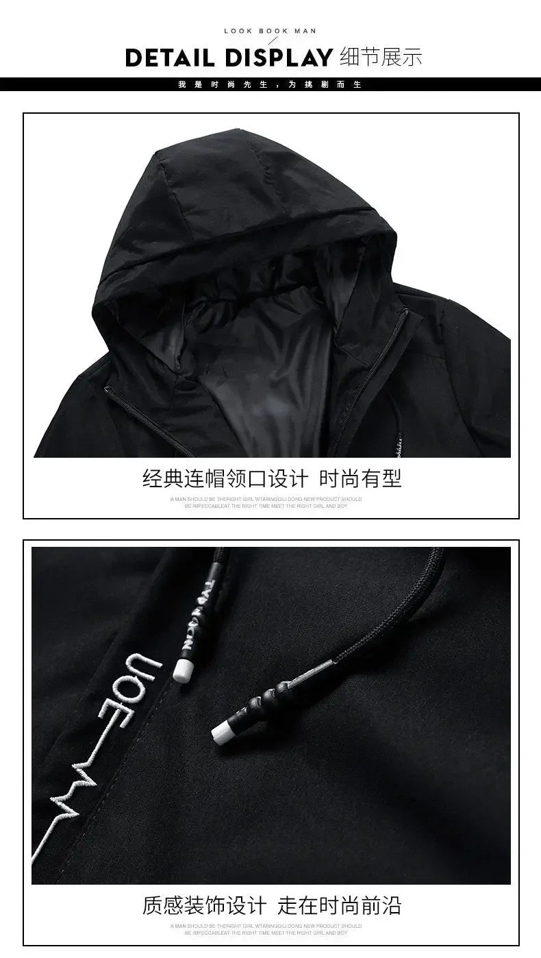 2024 New Spring And Autumn Brand Men's Windproof Zipper Jacket Casual High Quality Hooded Baseball Jacket Outdoor Sports Jacket