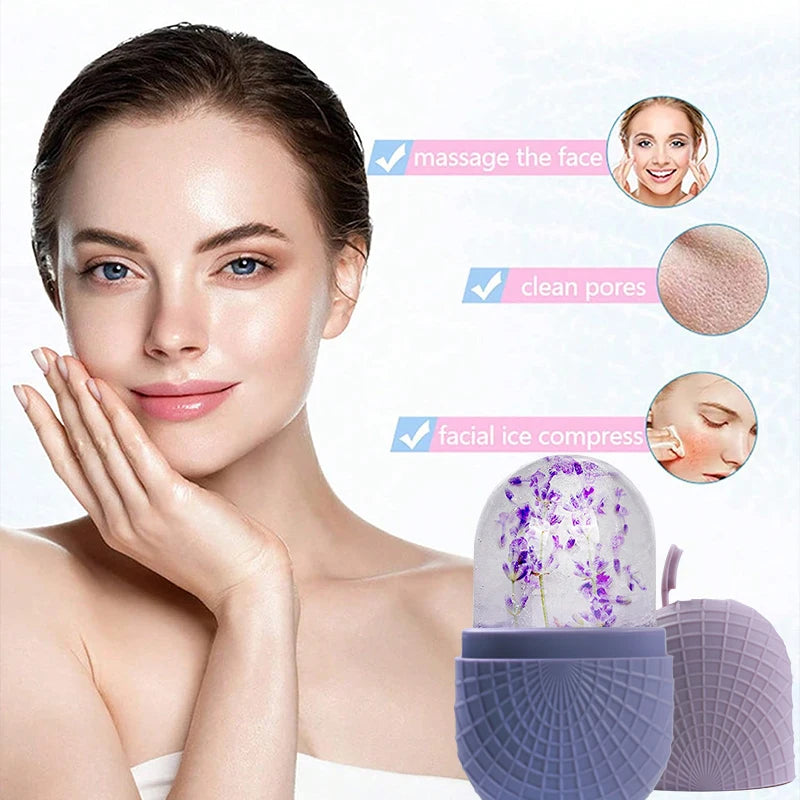 Ice Roller for Face and Eyes Silicone Ice Mold, Cooling and Firming Facial Skin Ice Roller Leak-proof Reusable Facial Care Tool