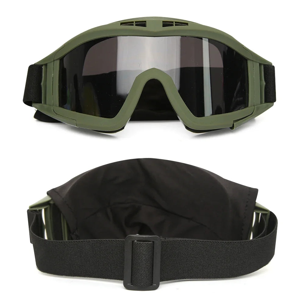 JSJM Airsoft Tactical Goggles 3 Lens Windproof Dustproof Shooting Motocross Motorcycle Mountaineering Glasses CS Safe Protection