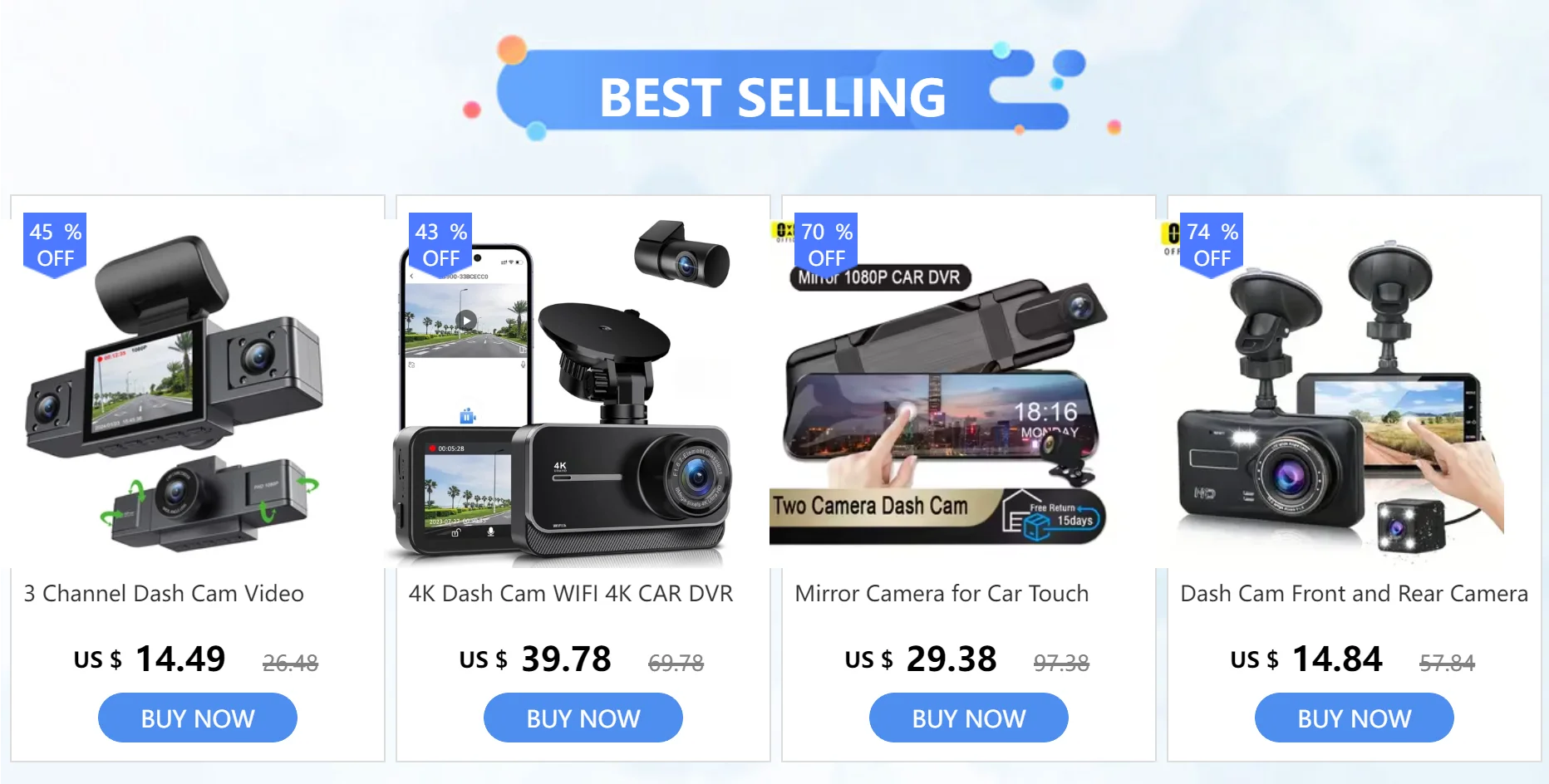 Car DVR 3 Cameras  4.0 Inches Dash Cam Car Video Recorder Auto Registrator Dvrs Dash Cam with 3 Ways Cameras