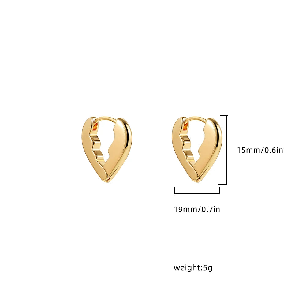 Punk Gold plated Chunky Irregular Hammered Hoop Earrings for Women Minimalist Geometric Twisted Polished Ear Ring Huggie Hoops