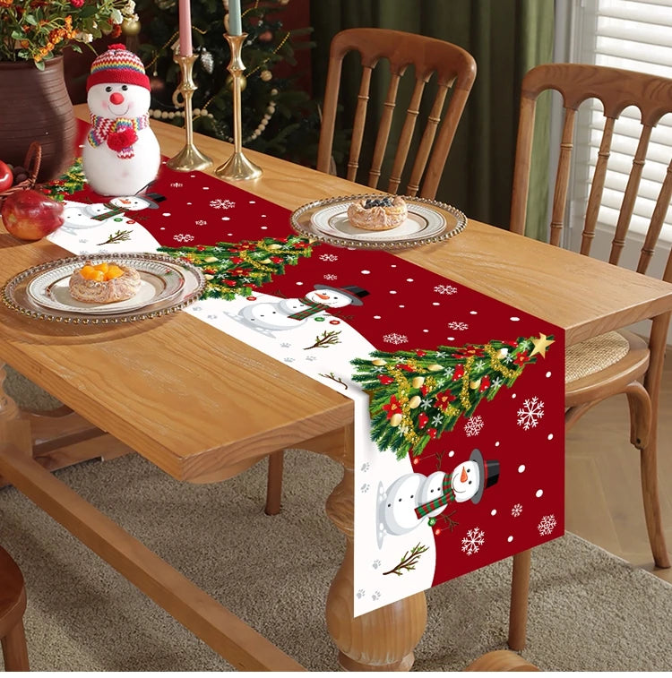 2024 Christmas Table Runners Merry Christmas Decoration for Home Tablecloth Table Cover Xmas Gifts Navidad Noel New Year 2025