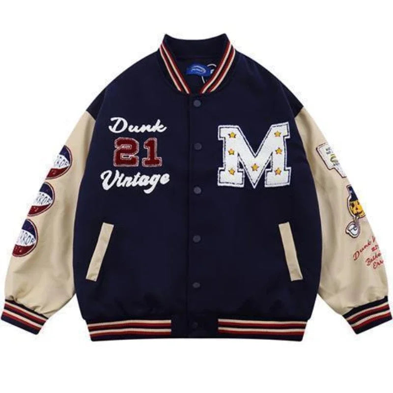 90 Street retro baseball uniform letter embroidery Y2K casual loose Joker high street coat couple Harajuku style sports