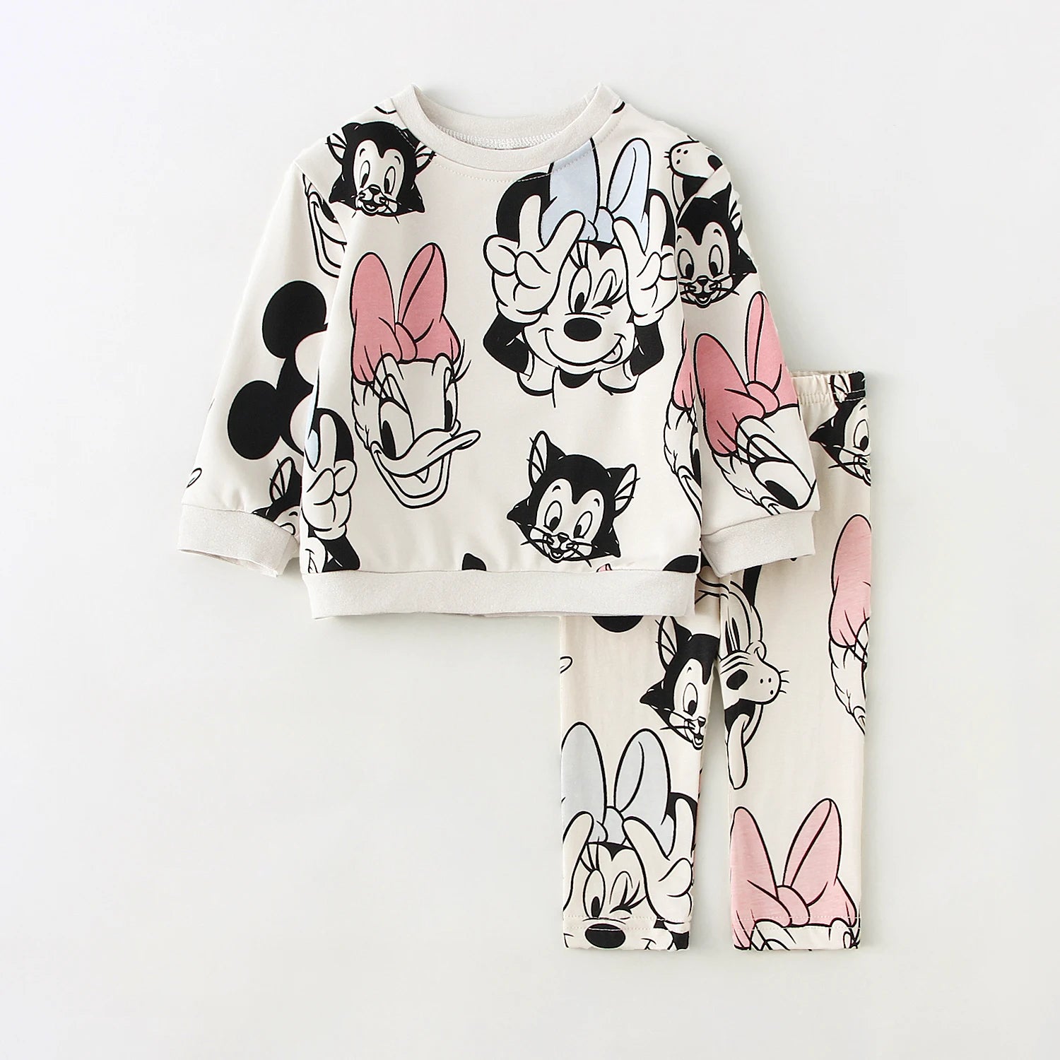 Disney Minnie Baby Girl Clothes Sets Spring Autumn 0-4Y Fashion Girls Sweatshirts + Leggings Toddler Girl Outfits Sets