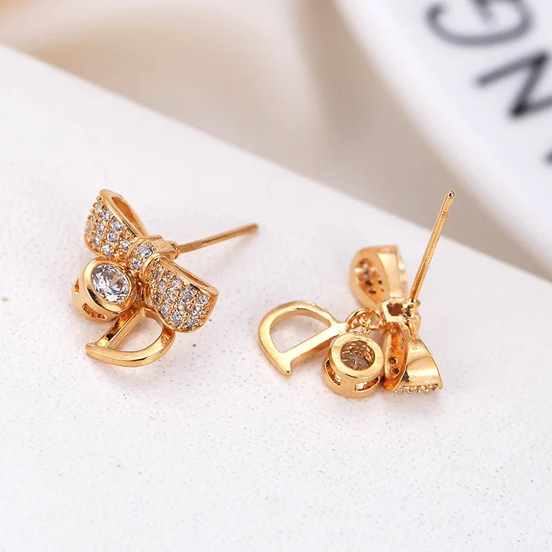 Japanese Korean Fashion Delicacy High Quality Lettered D Ear Stud Friends Banquet Wear BEEKING WOMEN'S Jewelry Earrings 2022