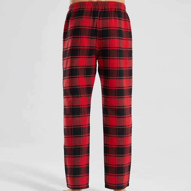 Fashion Casual Checked Red Tartan Pajama Pants Soft Comfortable Elastic Waistband New Men's Checkered Sleepwear Home Lounge Pant