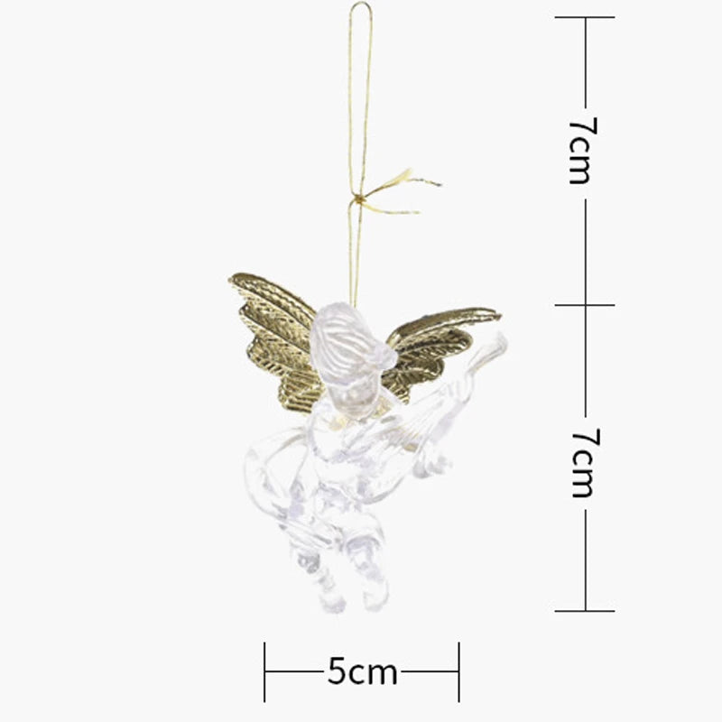 (4 Pcs/pack)5x7cm Christmas Transparent Angel Pendant New Year's Holiday Party Decoration Creative Children's Gift Plasticc