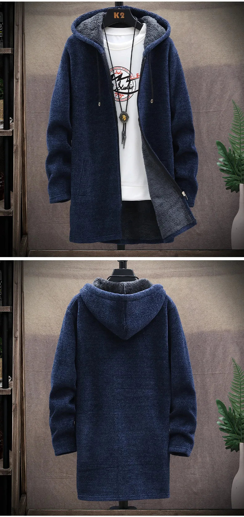 Spring Autumn Men's Sweater Coats Cardigans Hooded Slim Fit Long Solid Knitted Jacket Male Casual Sweater Cardigan Winter Coats