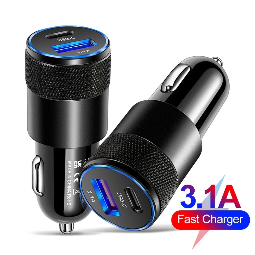 65W Quick Charge 3.0 Car Charger Cigarette Lighter Adapter USB Type C Fast Chargin Socket Power Outlet Interior Replacement Part