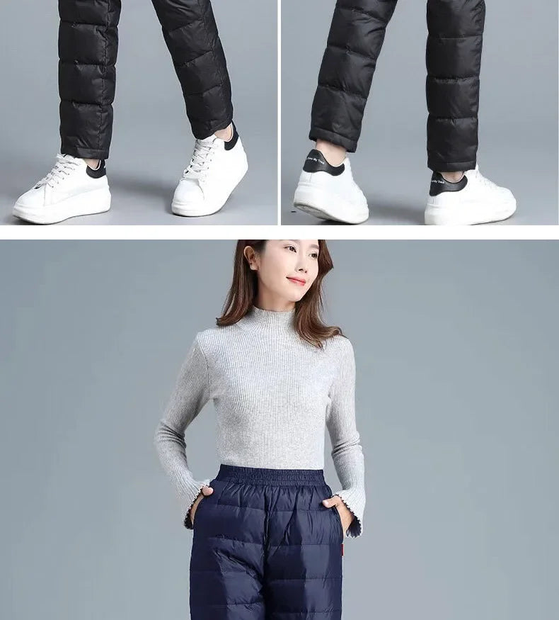 Winter New Style High-waisted Thickened Downcotton Wadded Trousers Women's Slimming Cotton Wadded Pants Windproof Warm Outerwear