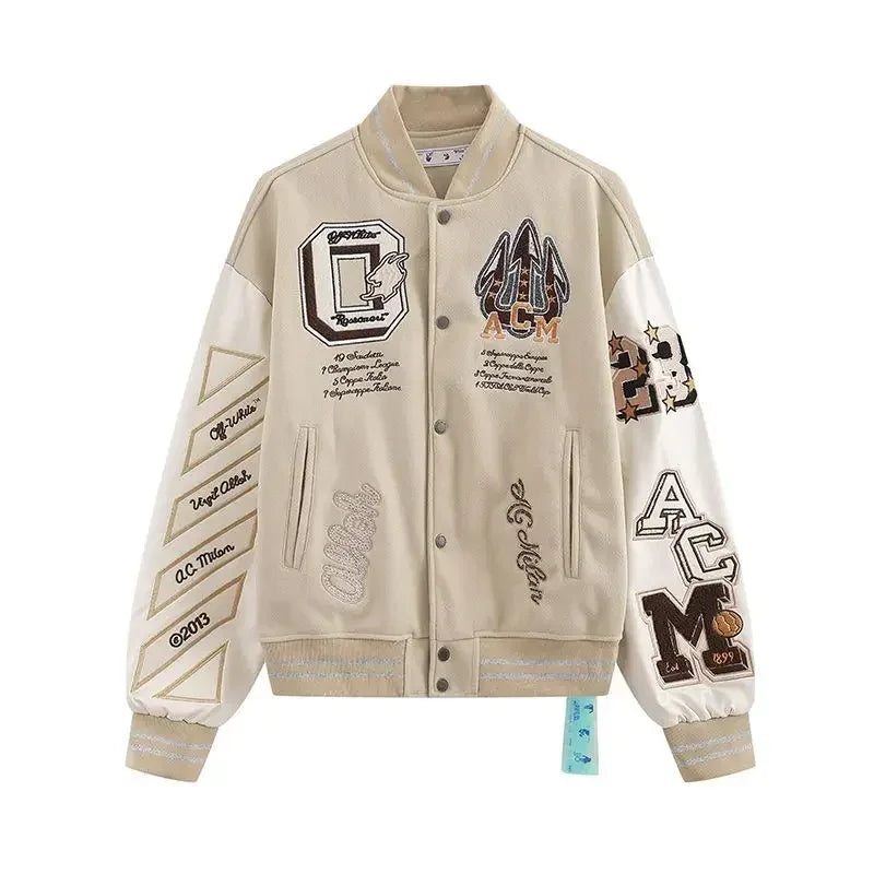 American Letter Embroidery Pattern Rhinestone High Quality Jacket And Coat Men Y2K New Street Hip Hop Vintage Baseball Uniform