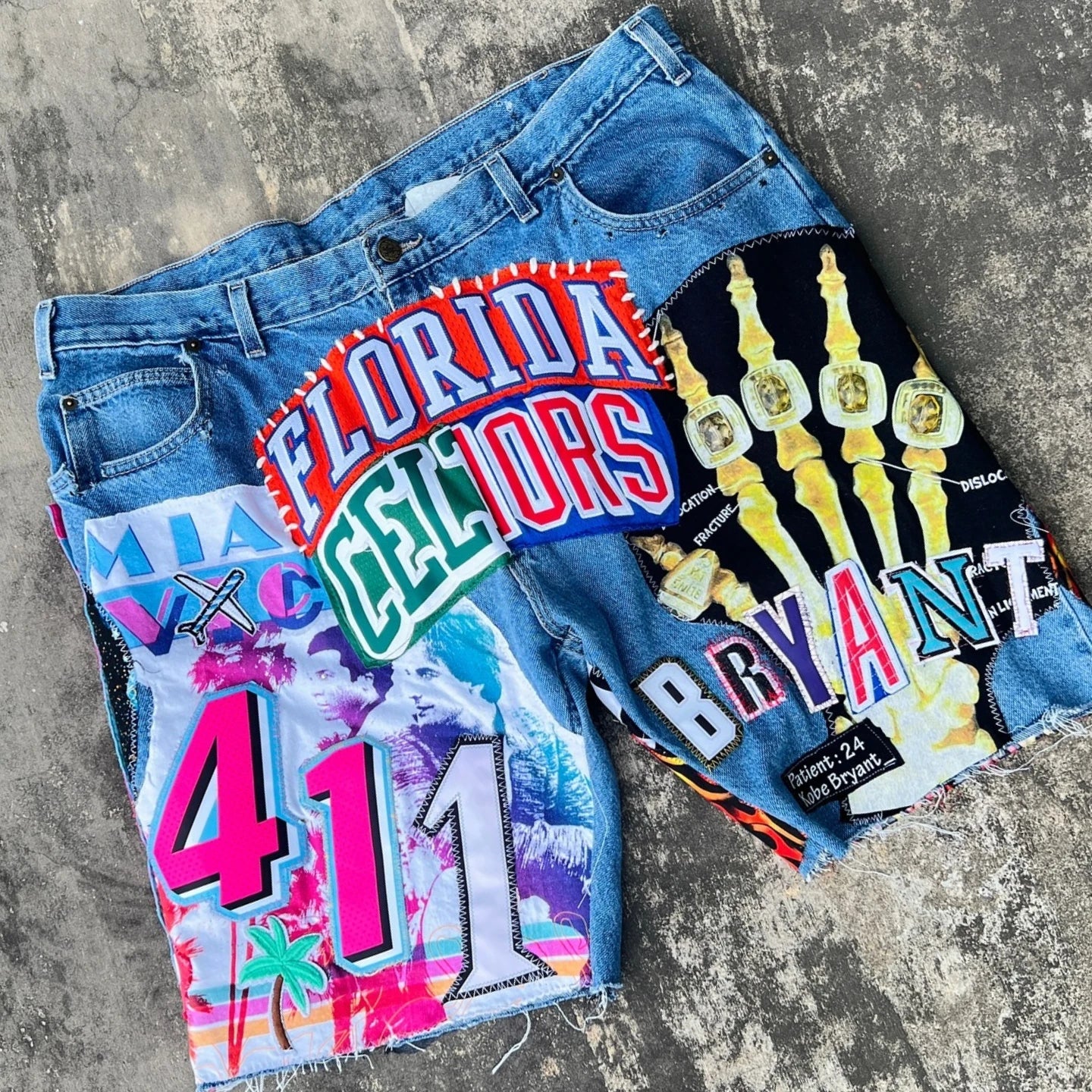 Y2K Retro Light Blue Denim Shorts Men Women Harajuku Hip Hop Rock Letter Graphic Patch Baggy Shorts Casual Gothic Straight Pants