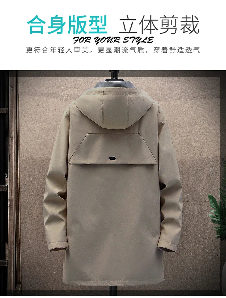 2024 Spring and Autumn New Classic Fashion In The Long Coat Men Casual Loose Comfortable High Quality Trench Coat