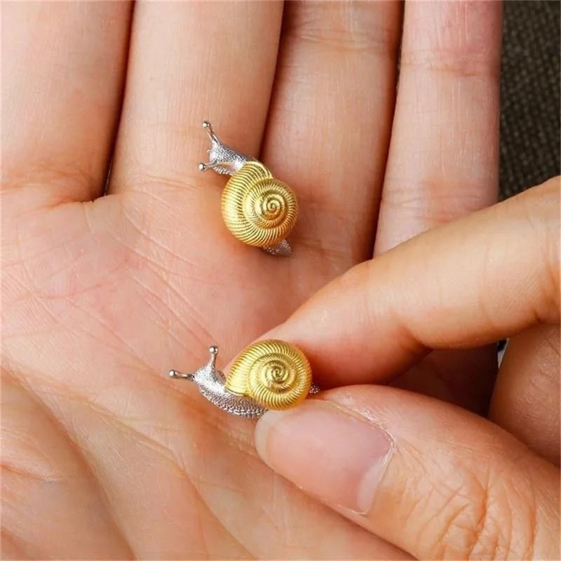 LATS Gold Silver Color Snail Studs Earrings for Women Men Dainty Ear Adornments Eye Catching Ear Ring Fashion Jewelry