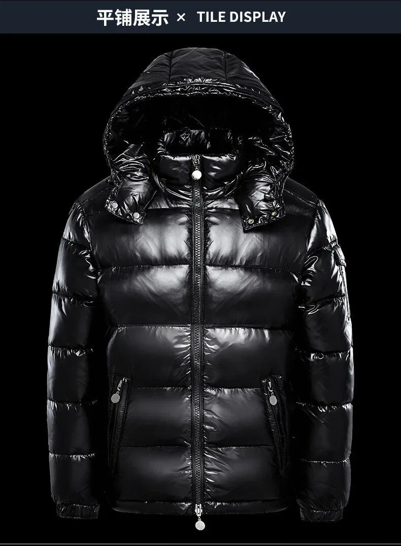 Fashion Waterproof Short Down Jacket Male Lightweight Snow ski Duck Down Parka High Quality Glossy Parka Winter Down Jacket Mens