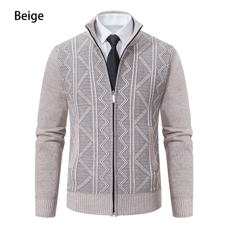 Thick Knit Jacket Men Autumn Winter Warm Stand Collar Knitted Cardigan Men's Smart Casual Sweater Coat Knitting Sweatercoat Man