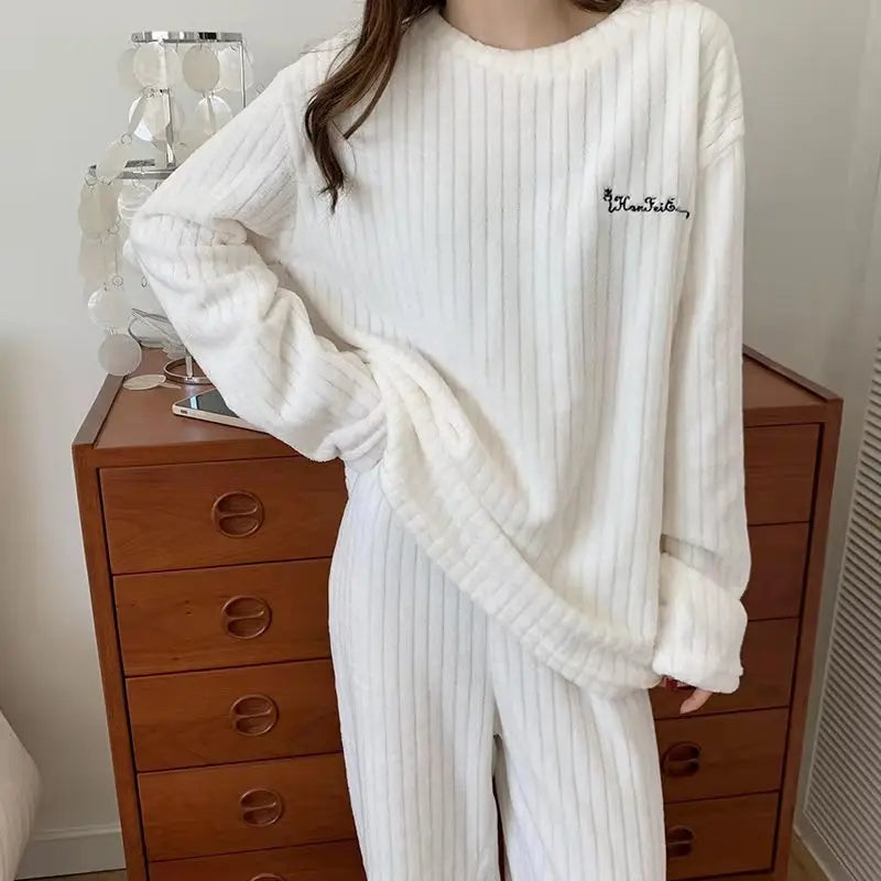 Winter Women's New Pajamas Homewear Suit Women's Fall and Winter Warm Clothes Coral Velvet Leisure Pajamas Padded Homewear