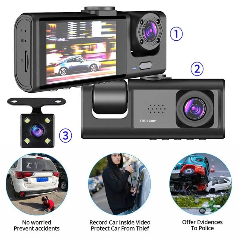 Dash Cam 1080P Car Video Recorder W/ IR Night Vision Loop Recording & 2