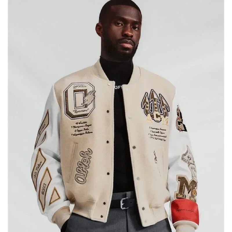 American Letter Embroidery Pattern Rhinestone High Quality Jacket And Coat Men Y2K New Street Hip Hop Vintage Baseball Uniform