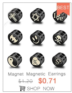 1Pc Punk Titanium Steel Men Strong Magnet Magnetic Ear Stud Non Piercing Earrings Fake Earring Gift for Boyfriend Lover Jewelry