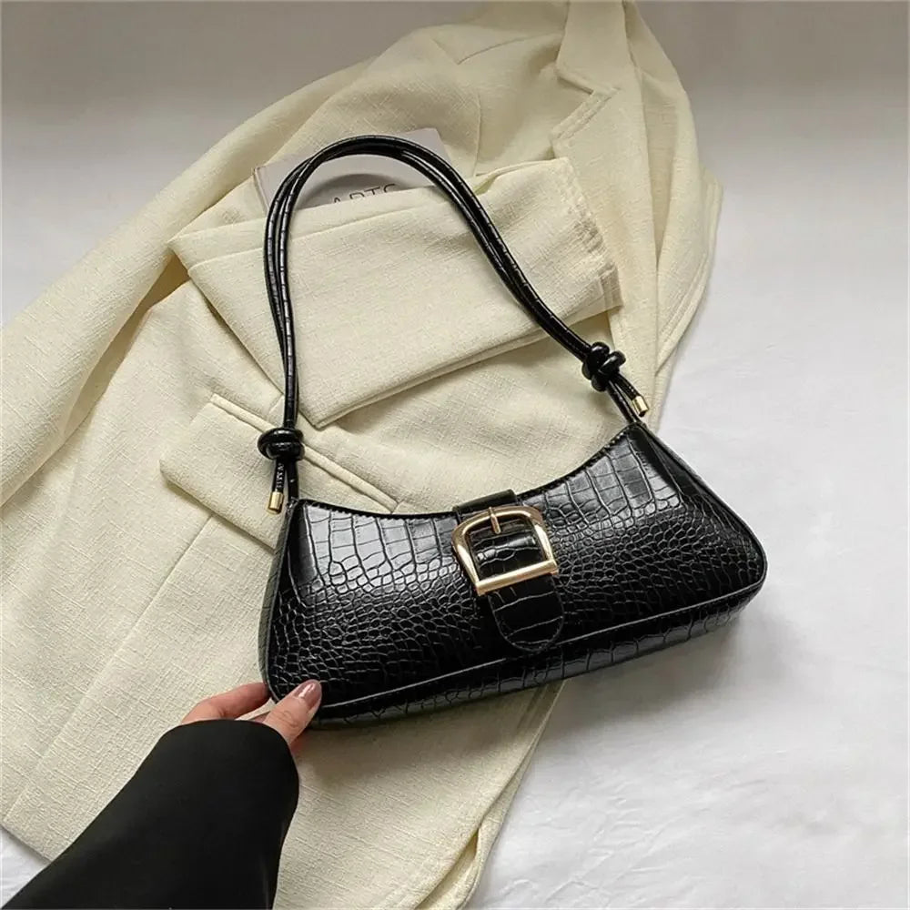 2024 New Fashion Solid Color French Small Hand Baguette Bag French Texture Popular Bag White Underarm Bag Female