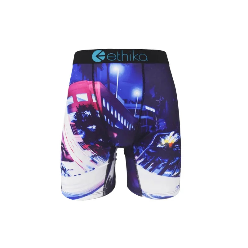 ETHIKA Men's Underwear Boxer Briefs Summer Surf Sexy 3D Printed Beach Swimwear Men Swim Panties Volleyball Sports Gym Shorts Man