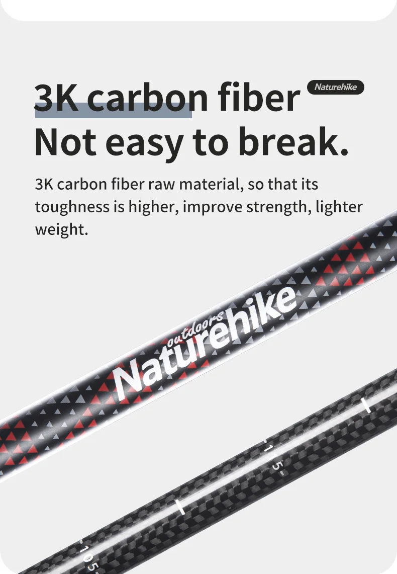 Naturehike Trekking Poles 2pcs Carbon Fiber Collapsible Telescopic Sticks Lightweight Walking Hiking Stick Climbing Stick