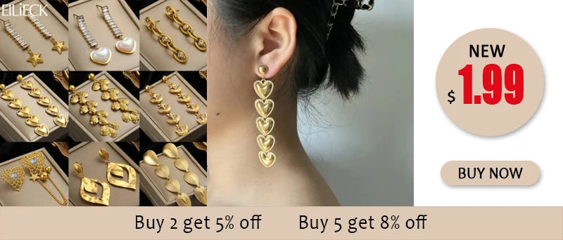 EILIECK 316L Stainless Steel Metal Hollow Hoop Huggie Earrings For Women High-quality Fashion Gold Color Ear Jewelry Accessories