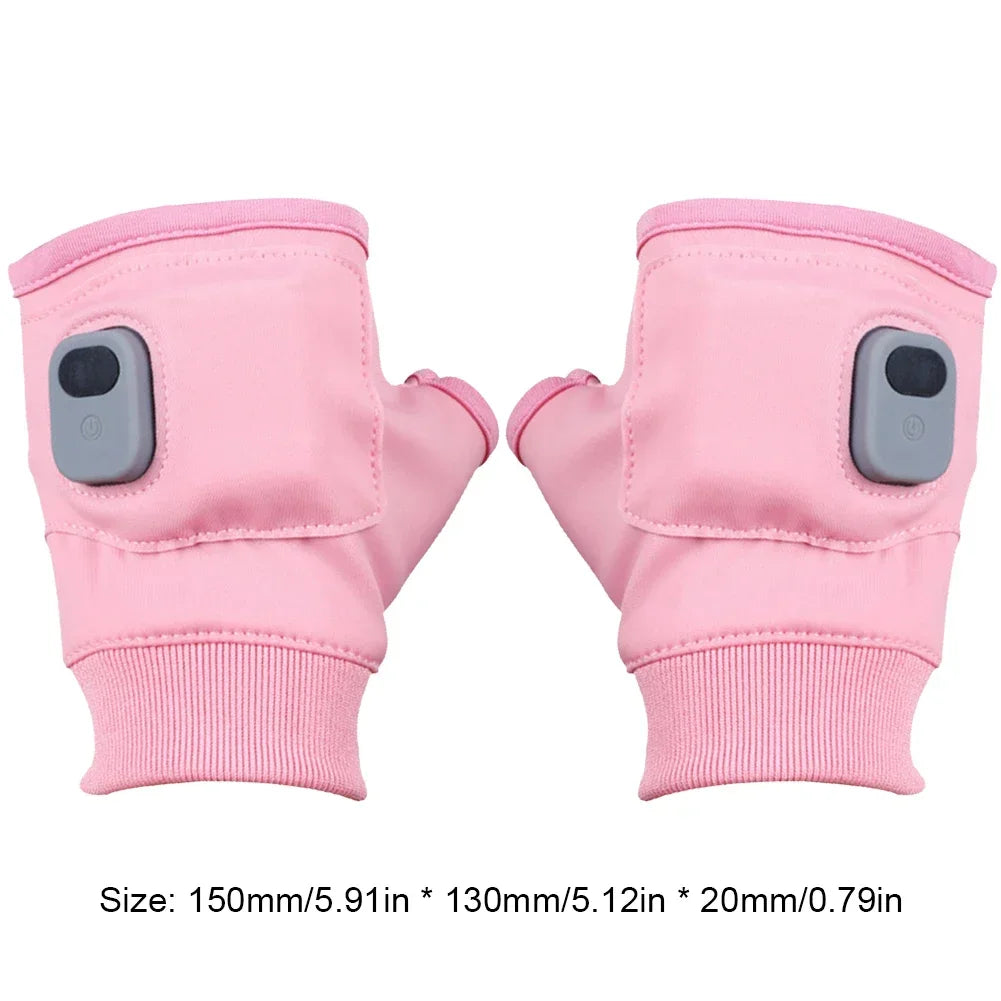 Rechargeable Heated Gloves 360 Degree Thermal Heated Gloves Winter Windproof Warm Fingerless Gloves for Outdoor Hiking Cycling