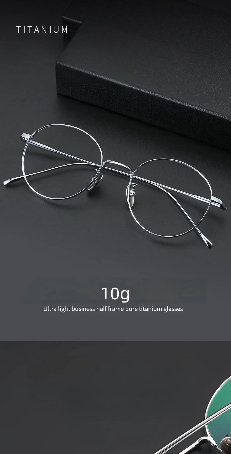 FIRADA Vintage Comfortable Eyeglasses Fashion Round Pure Titanium Eyewear Luxury Prescription Glasses Frame For Men Women ST1644