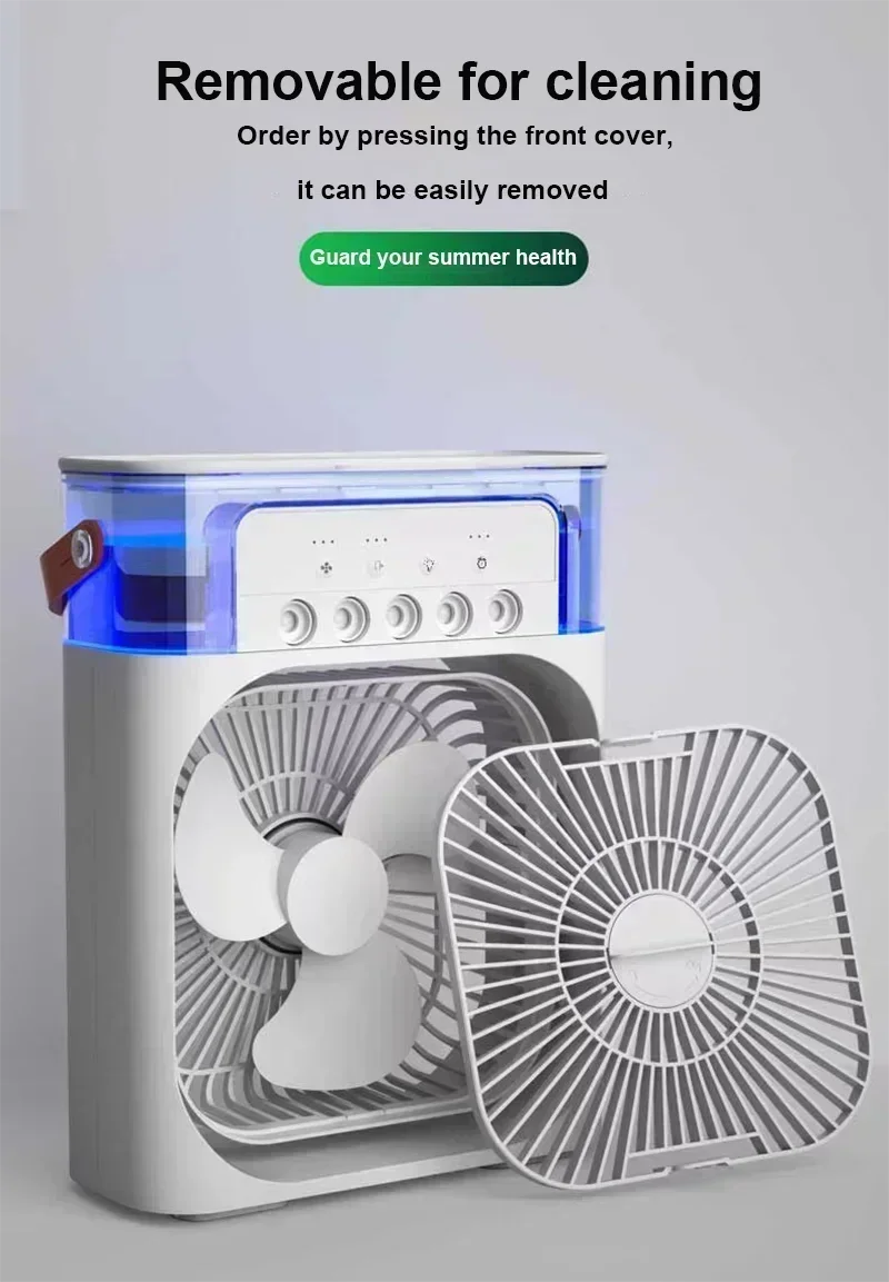 Portable Humidifier Fan 3 in 1 Air Conditioners USB Electric Fan LED Night Light USB 3 Speed Household Small Air Cooler Fans