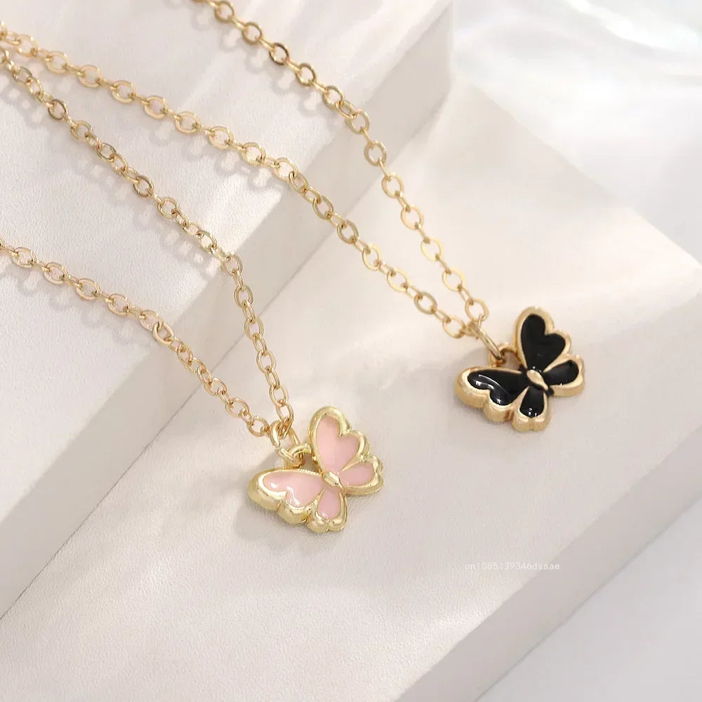 4pcs/Set Fashion Sweet Jewelry Set Butterfly Pendant Imitation Pearl Necklace Bracelet Earring Set for Girl Jewelry Accessories