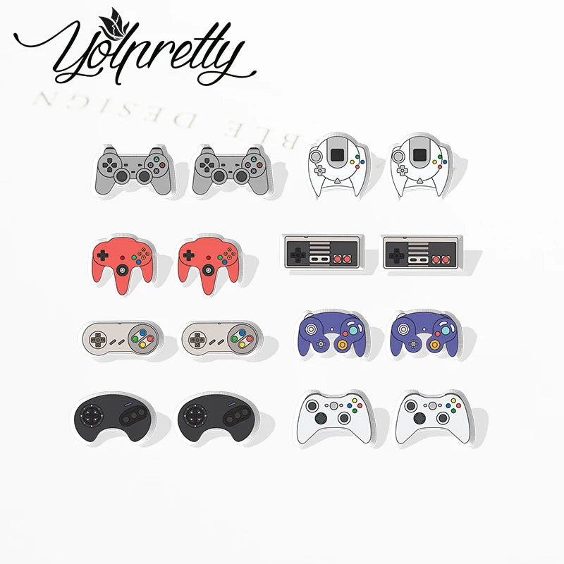 Cartoon Gamepad Acrylic Stud Earrings Resin Epoxy Ear Fashion Jewelry Earrings for Women Girls