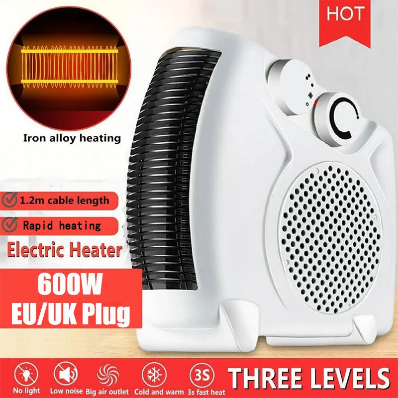 600W Portable Electric Heater Winter Heater Electric Heater 3-speed Adjustable Desktop Heater Energy-saving Fast Heating Stove