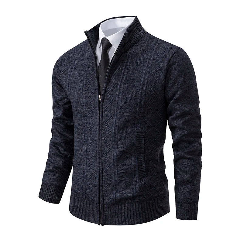 Thick Knit Jacket Men Autumn Winter Warm Stand Collar Knitted Cardigan Men's Smart Casual Sweater Coat Knitting Sweatercoat Man