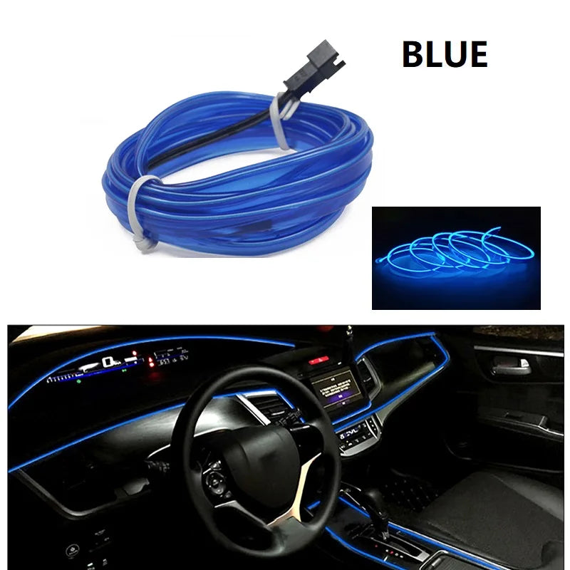 LED Car Interior Decoration Light EL Wiring Neon Strip For Auto DIY Flexible Ambient Light with USB Drive Ambient Lamp