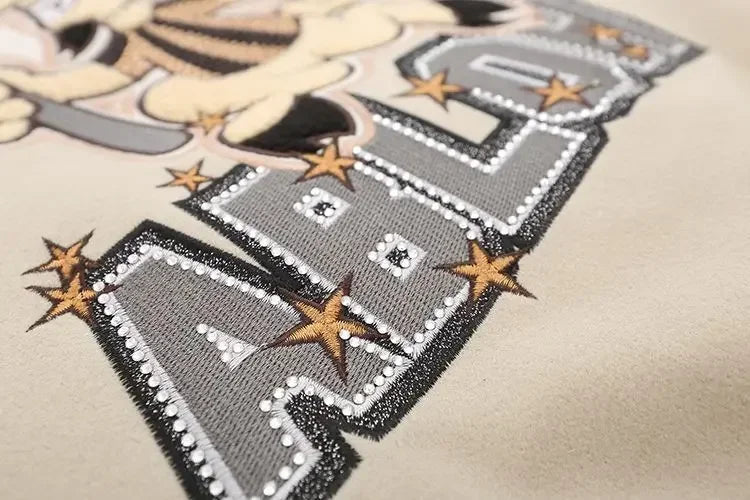 American Letter Embroidery Pattern Rhinestone High Quality Jacket And Coat Men Y2K New Street Hip Hop Vintage Baseball Uniform