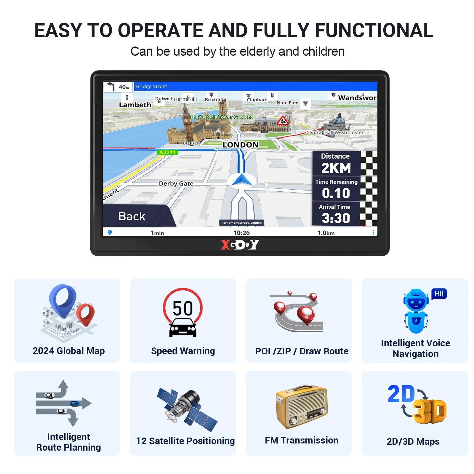 XGODY 735 Navigation Car GPS 7 Inch Truck Car 256M+16GB Capacitive Screen Navigator Camera Optional Upgrade Map Free