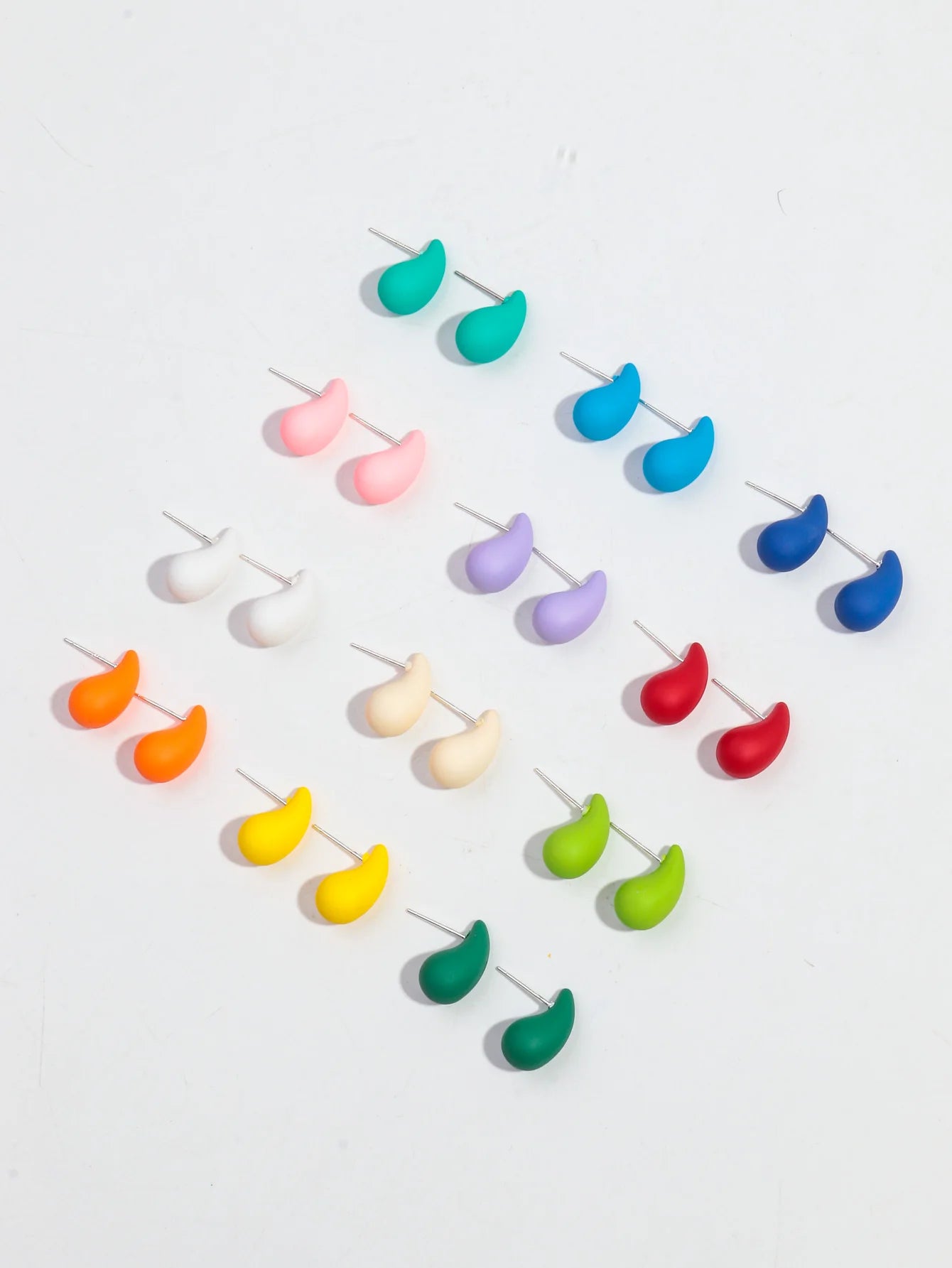 9Pairs/set Lovely Colorful Small Acrylic Waterdrop Earrings for Women Girls Water Star Square Round Earrings Trend Jewelry